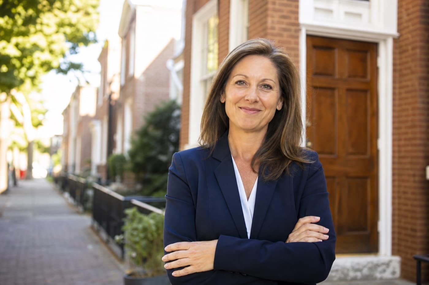 Attorney outside her small-town law office