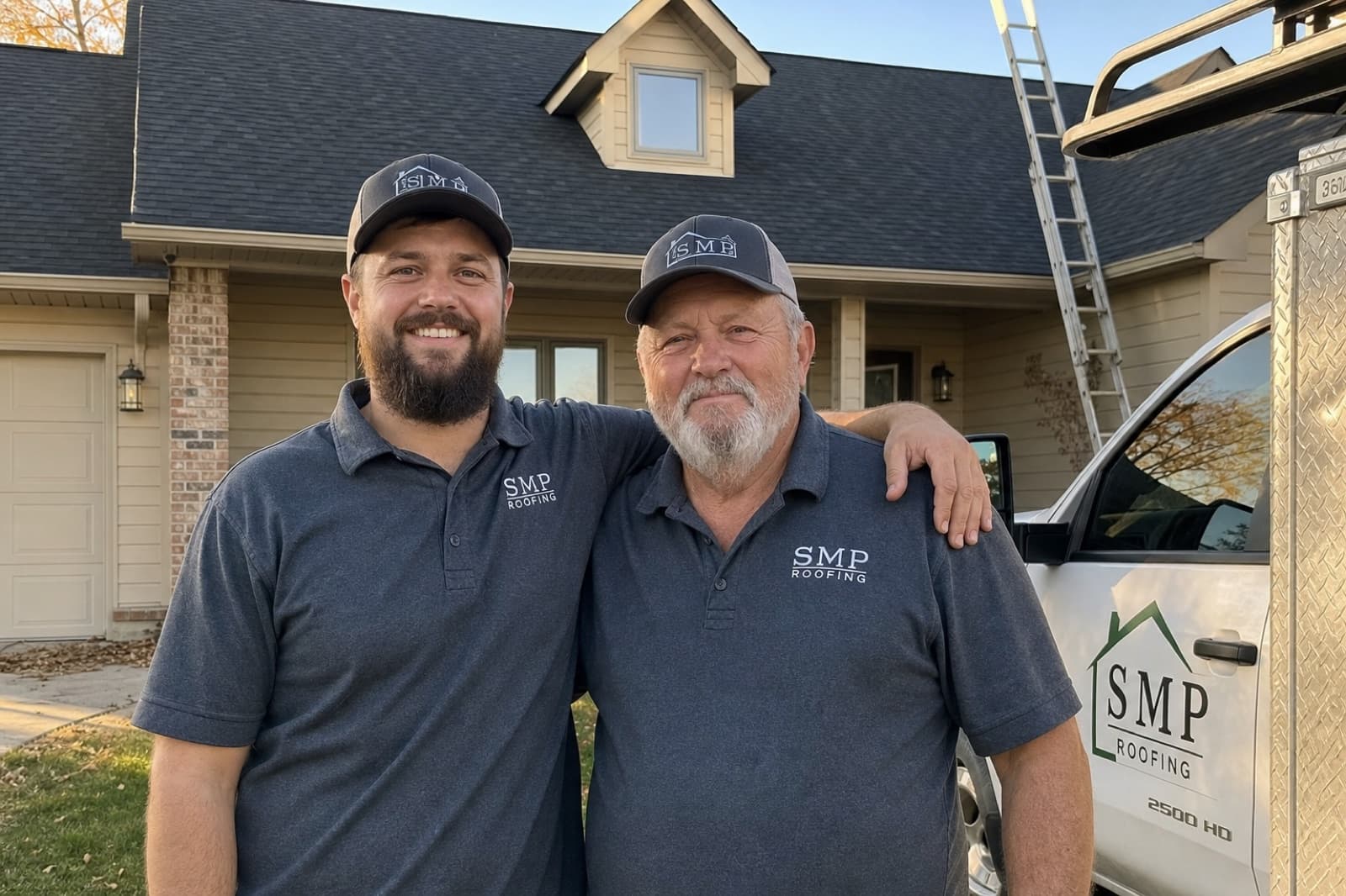 Local roofing company owner on the job